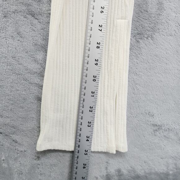 REVOLVE Weekend Stories Allister Rib Pant Womens L Cream Pull On Split Hems Luxe - Picture 10 of 12